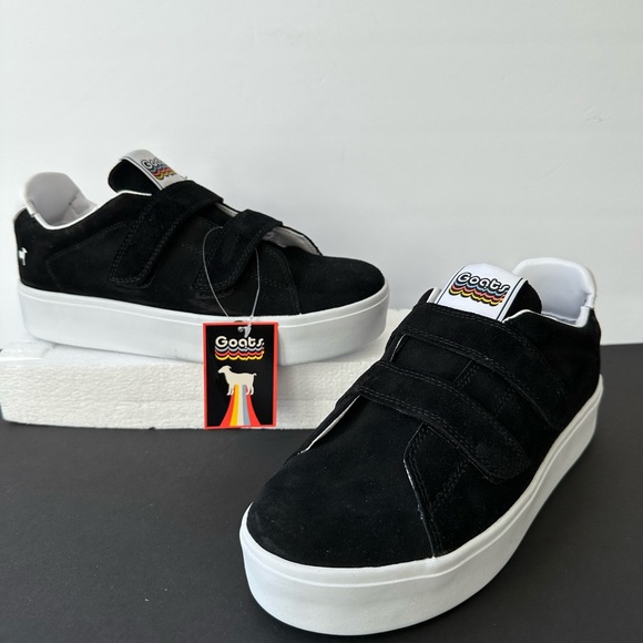 goats Shoes Goats Black Canvas Platform Sneakers Velcro Straps 8